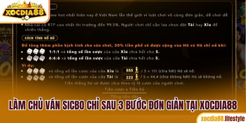 Làm chủ ván Sicbo chỉ sau 3 bước đơn giản tại Xocdia88